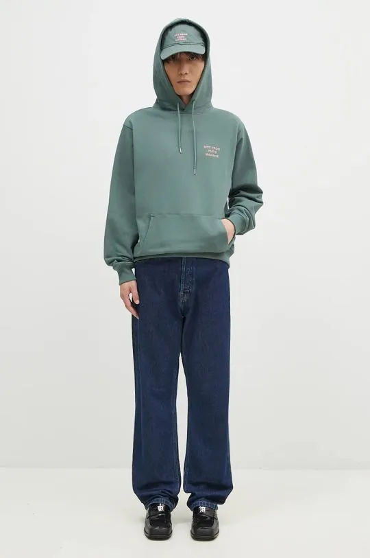 Drôle de Monsieur cotton sweatshirt Le Hoodie Slogan men's green color hooded with an application E-HO162-CO127-DGN
