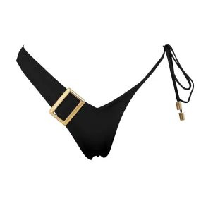 --Dulcet golden details in black bikini bottom-