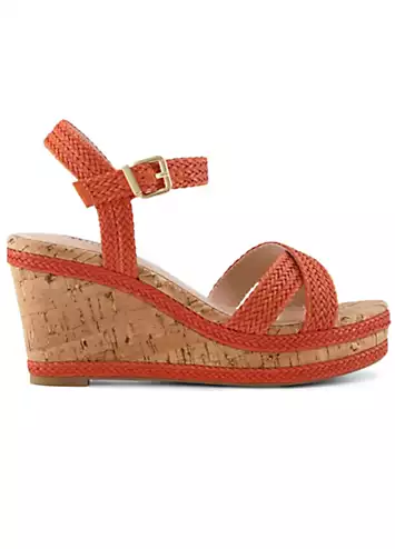 Dune London Kelisa Orange Braided Wedge Sandals | Grattan