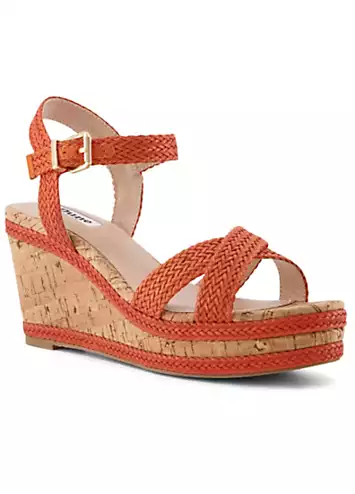 Dune London Kelisa Orange Braided Wedge Sandals | Grattan