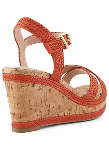 Dune London Kelisa Orange Braided Wedge Sandals | Grattan