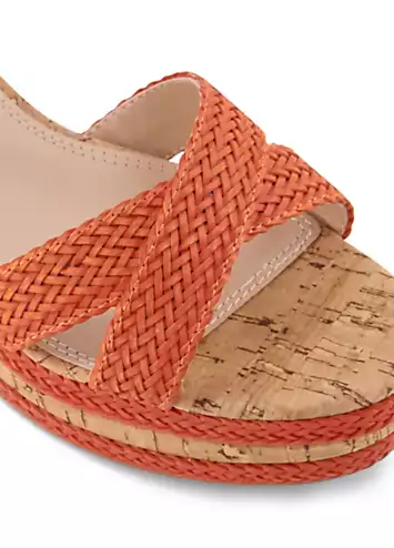 Dune London Kelisa Orange Braided Wedge Sandals | Grattan