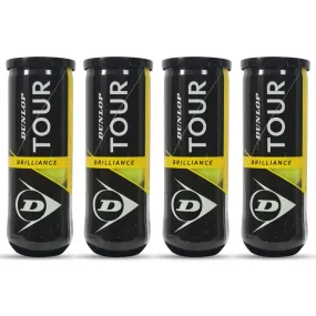 DUNLOP Tour Brilliance Tennis Balls Dozen (4 Cans)
