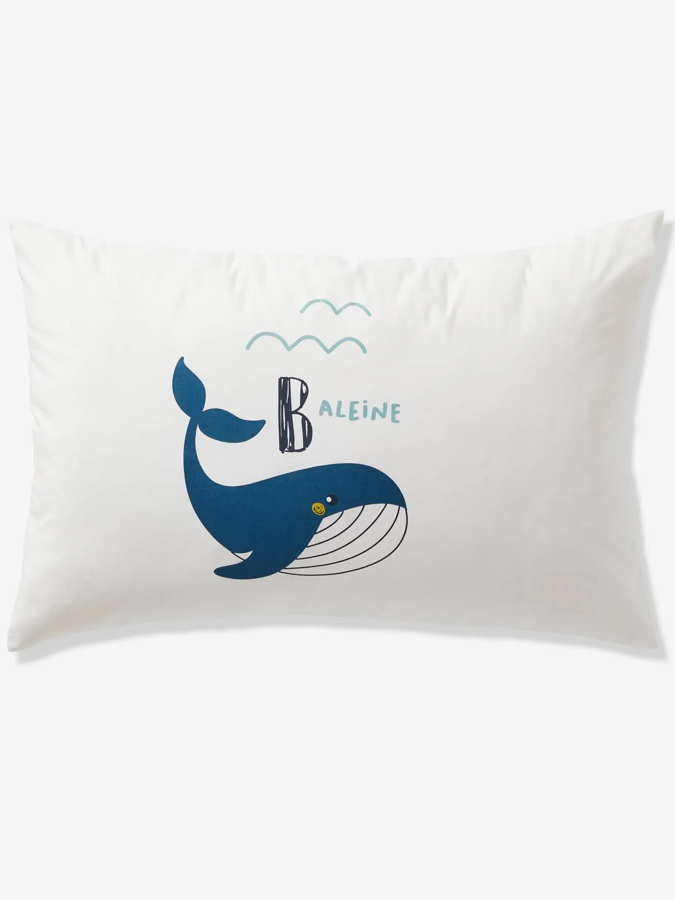Duvet Cover + Pillowcase Set for Children, Marine Animal Alphabet Theme - white