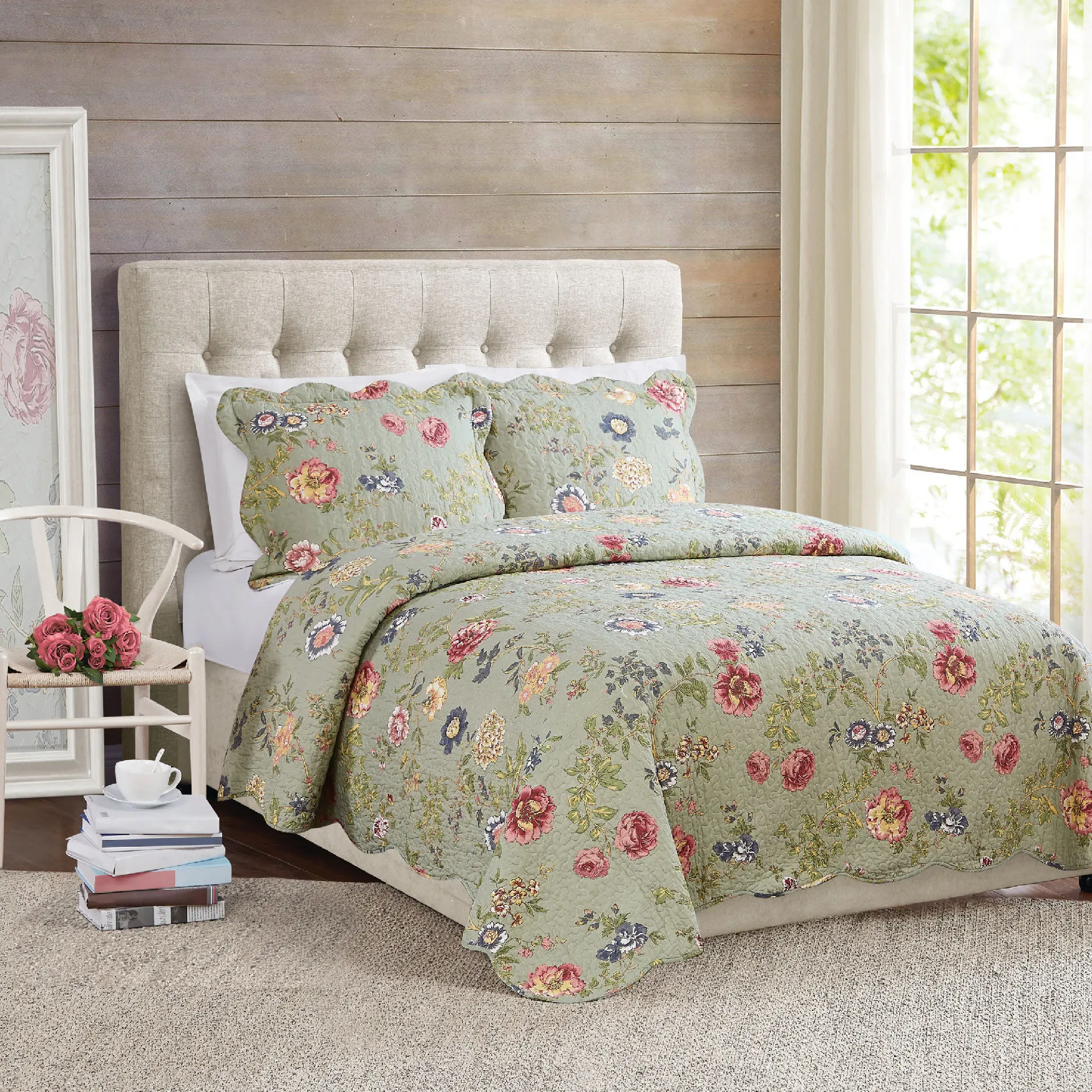 Edens Garden Twin Quilt with Pillow Sham