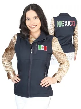 El Señor de los Cielos Navy Blue Mexican Flag Casual Vest for Women 'The Lord of the Skies' - ID: 44134