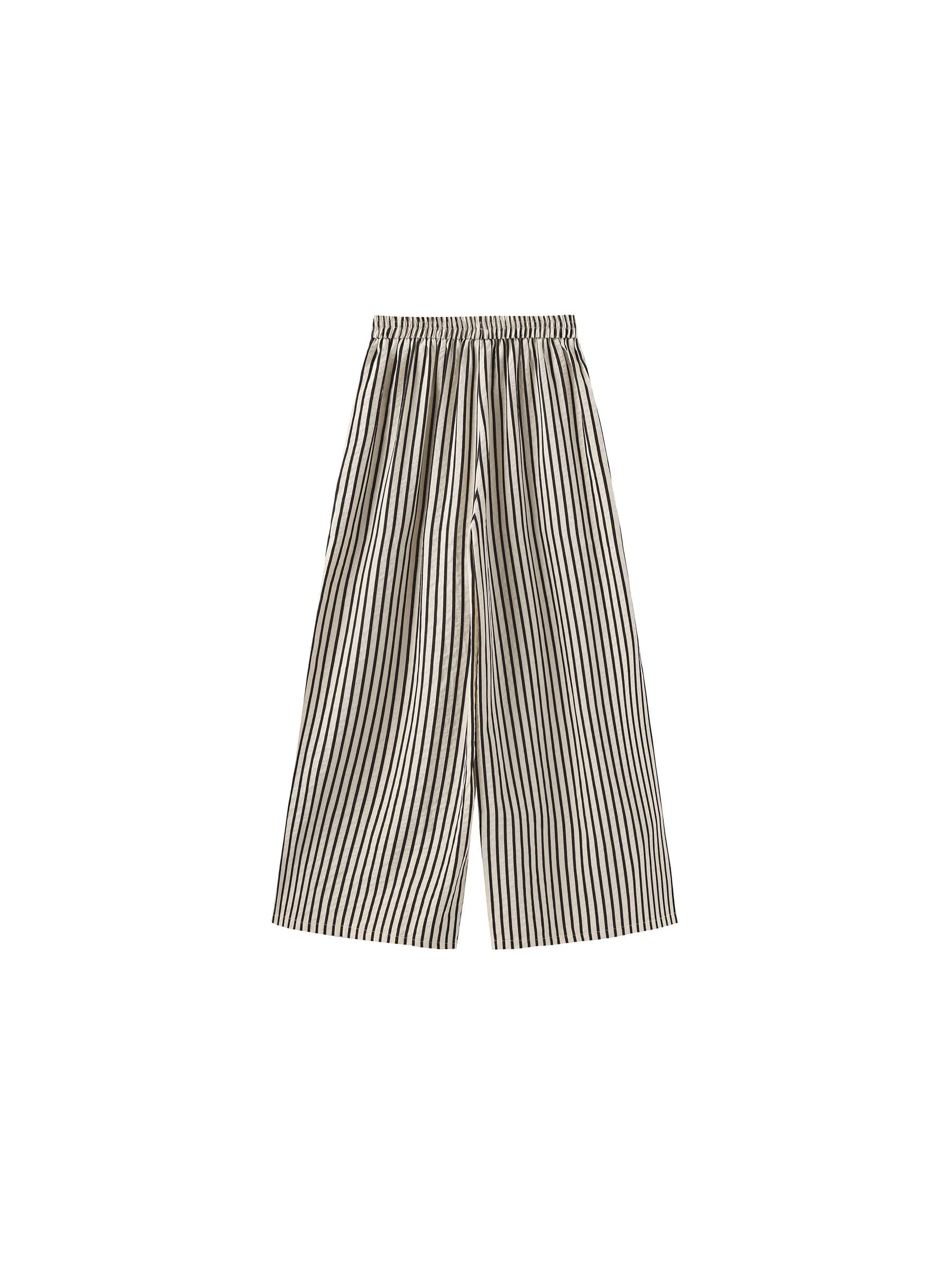 Elastic Waist Striped Straight Trousers