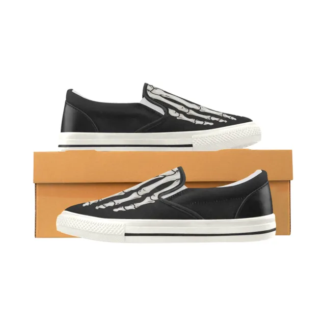 Elliz women's skeleton foot slip-on black gothic skater sneakers