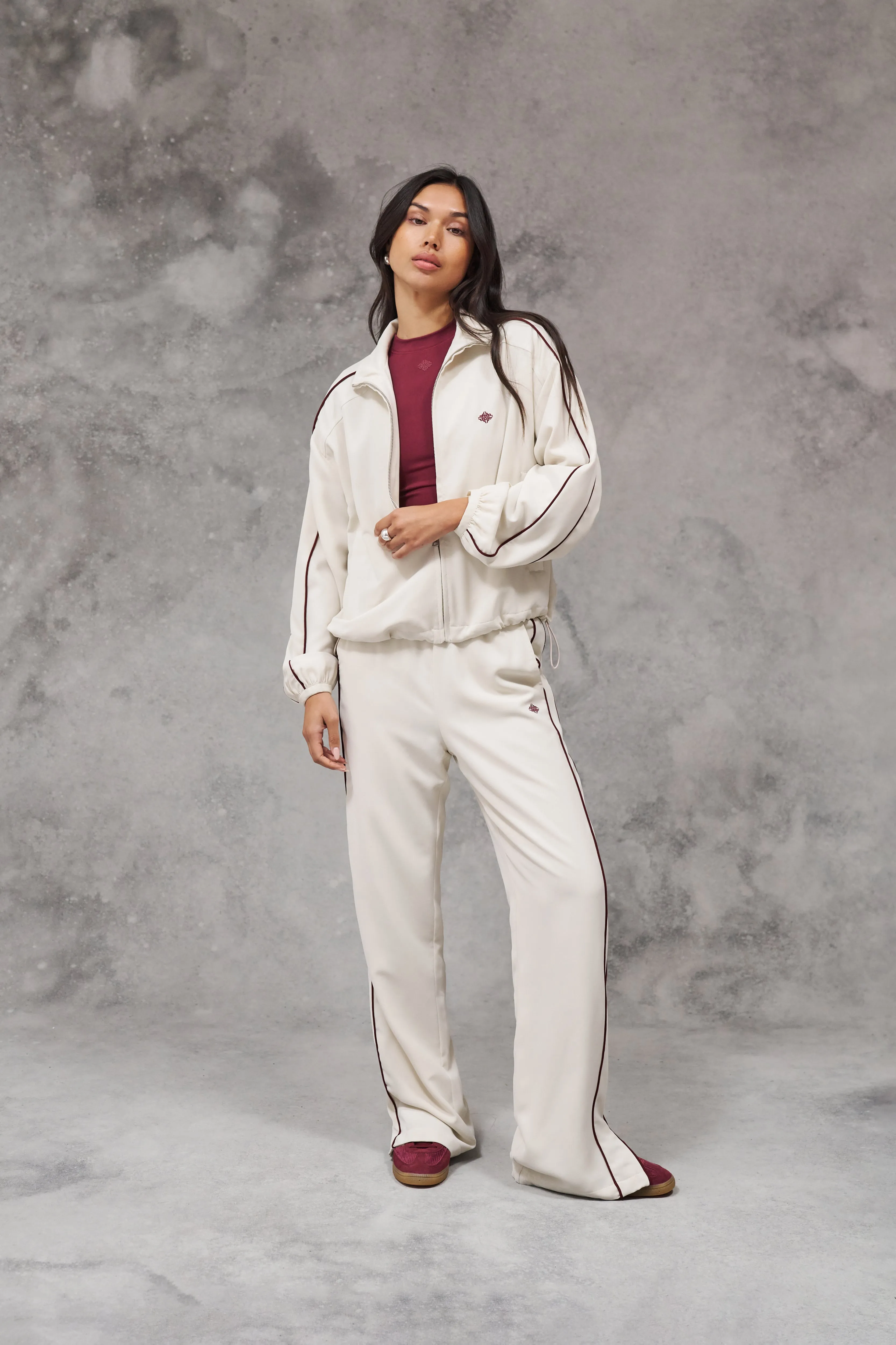 EMBLEM PIPED STRAIGHT LEG JOGGERS - STONE