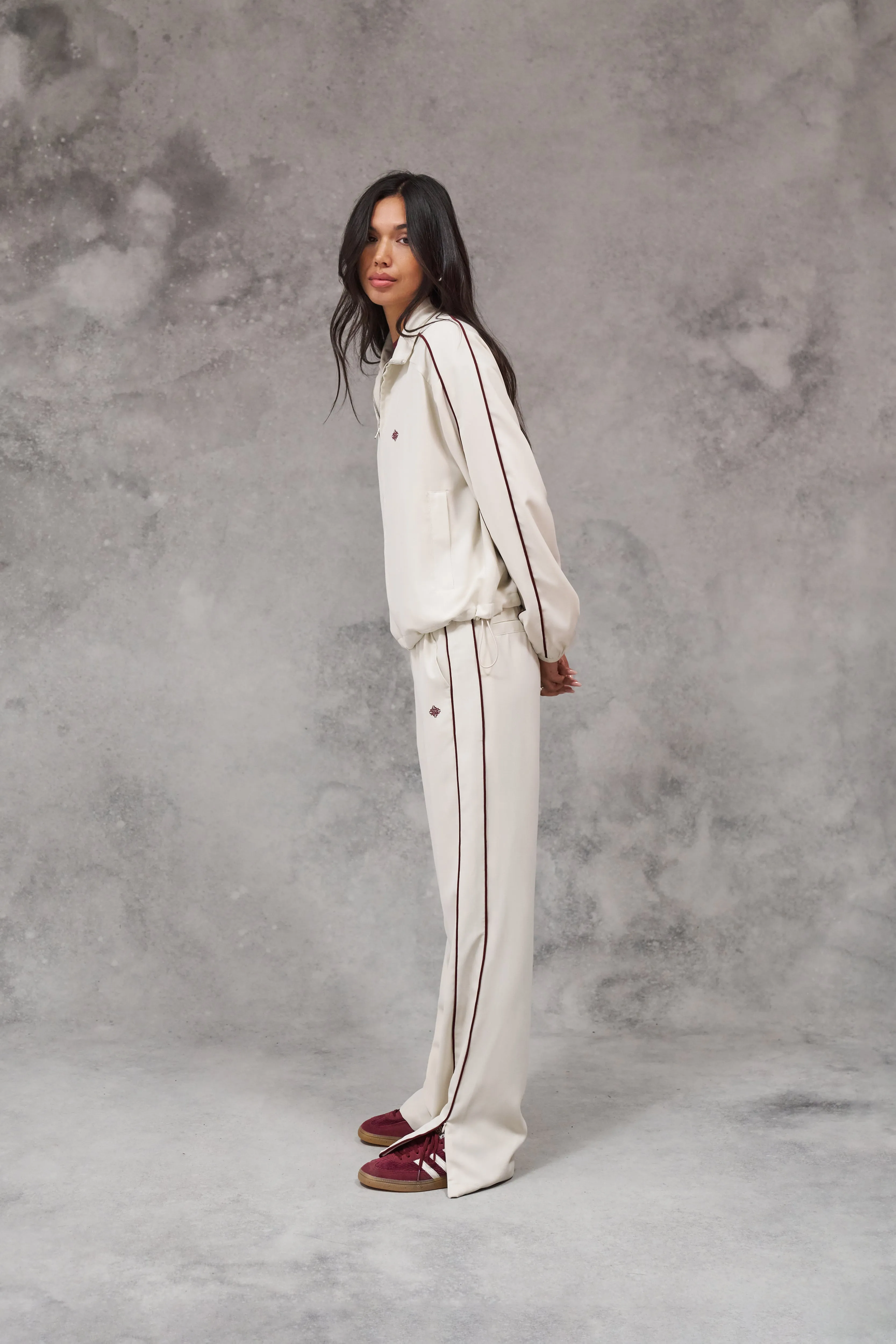 EMBLEM PIPED STRAIGHT LEG JOGGERS - STONE