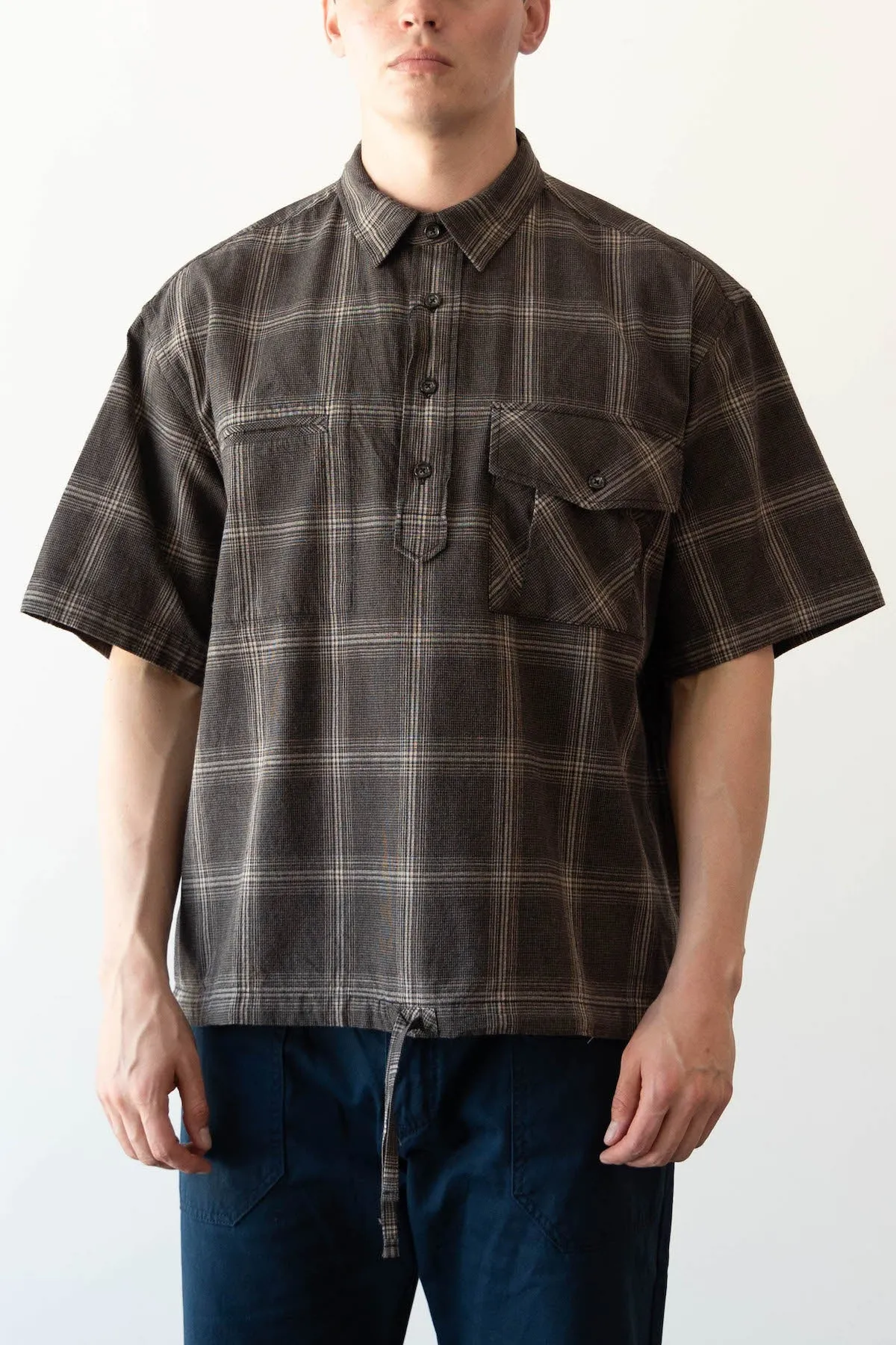 Envelope Pullover Half Shirt - Charcoal