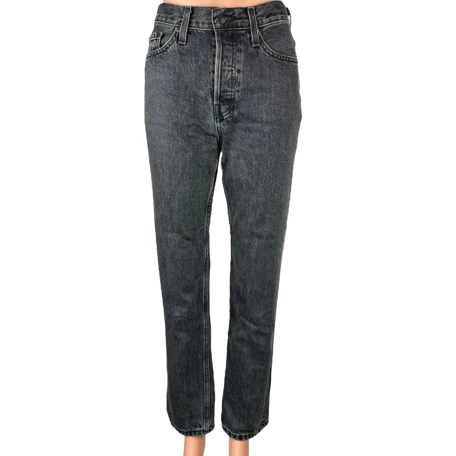 Everlane Women's Black Washed High Rise Straight 90s Cheeky Denim Jeans Size 25