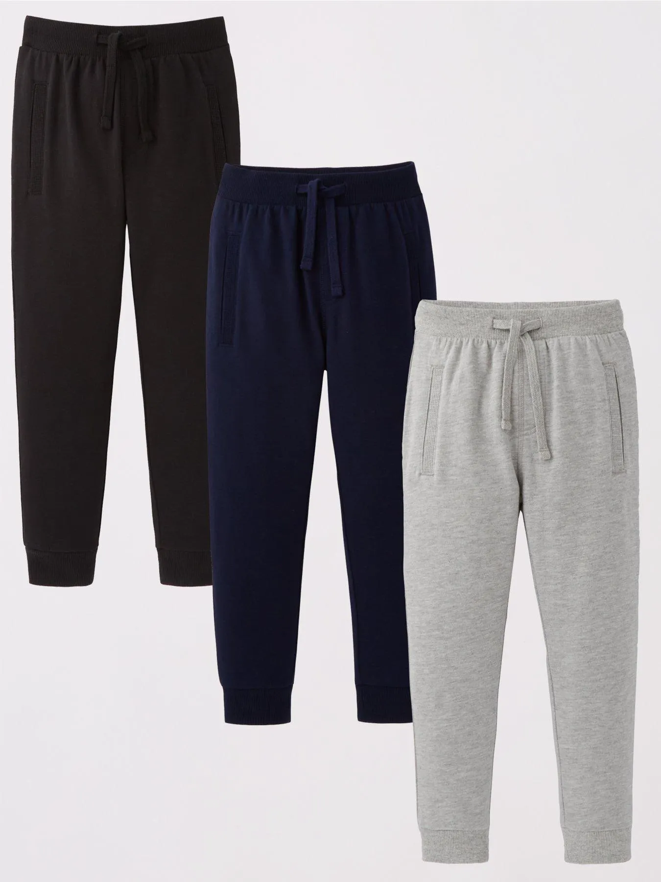 Everyday Boys Cotton Rich 3 Pack Joggers - Navy/black/grey