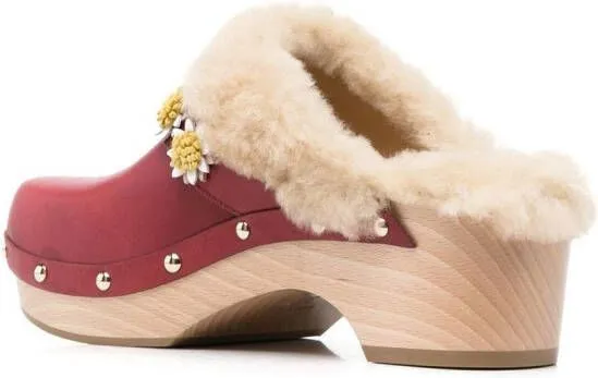 Fabrizio Viti flower-applique detail mules Red