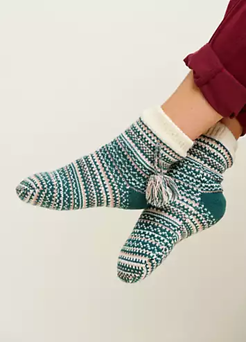 Fairisle Knitted Slipper Socks by Brakeburn | Look Again