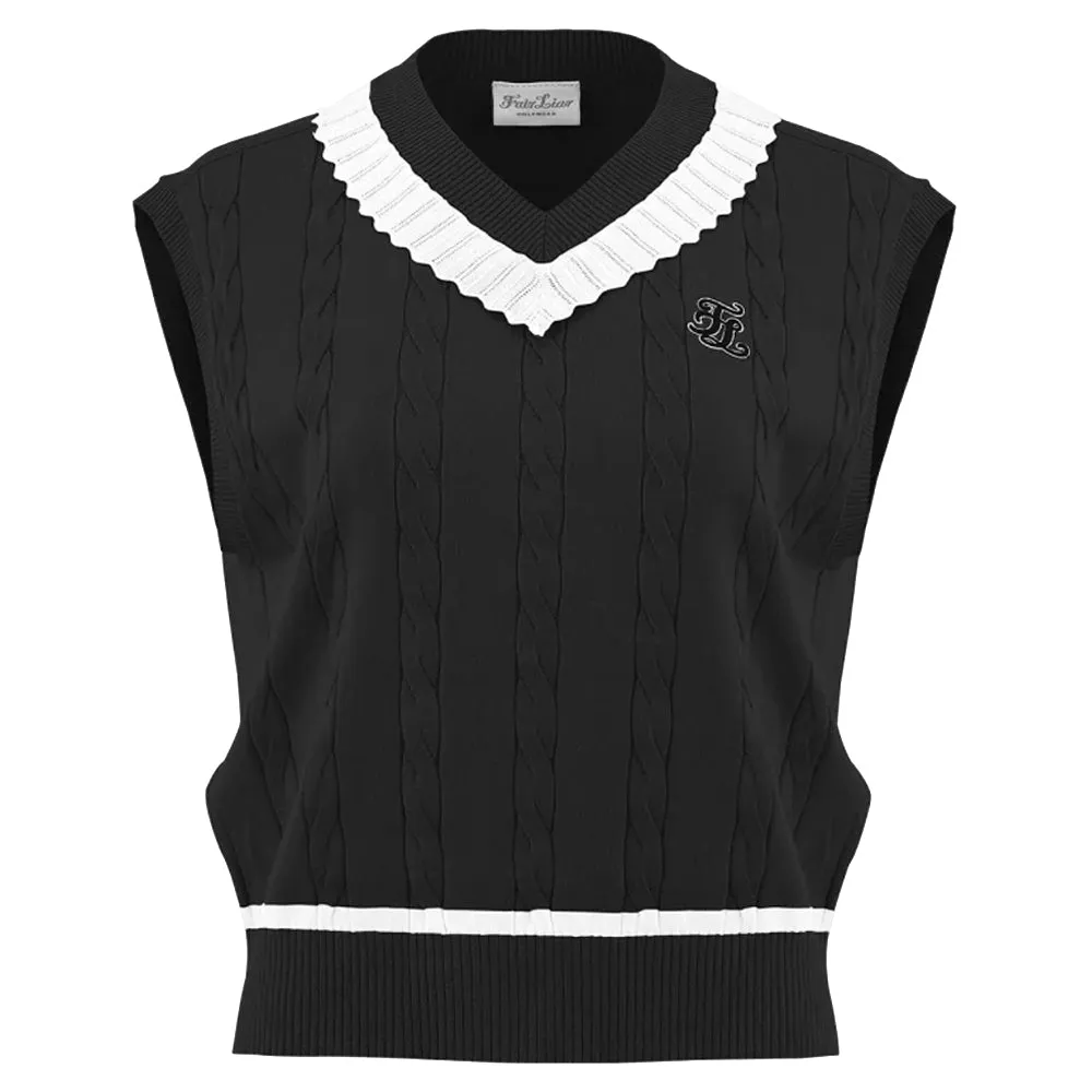 Fairliar V-neck Frill Knit Golf Vest 2024 Women