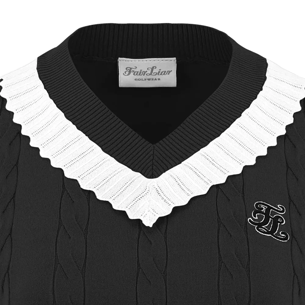 Fairliar V-neck Frill Knit Golf Vest 2024 Women