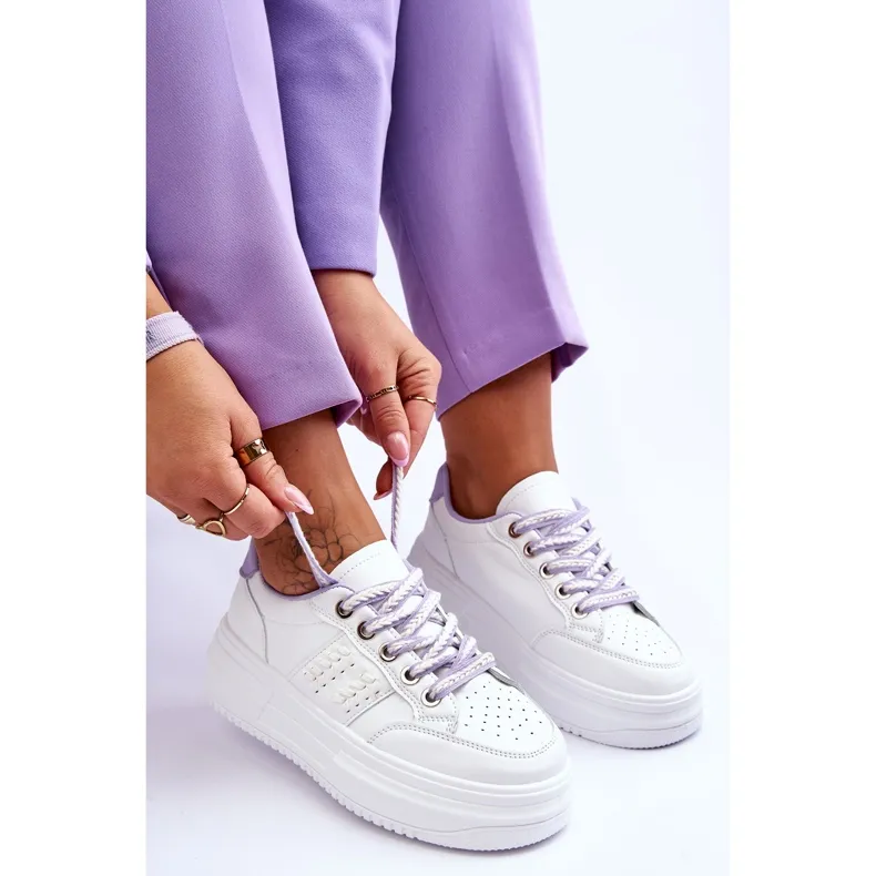 Fashionable Women's Platform Sneakers White-Purple Claribel
