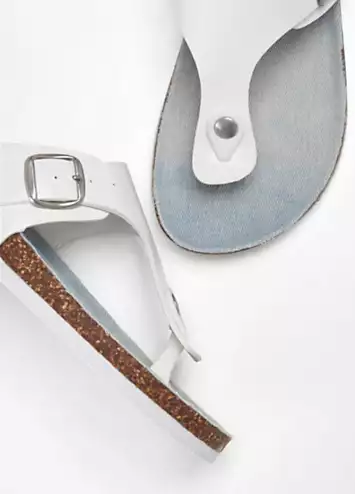 Faux Leather Slip-On Flat Sandals by bonprix | Look Again