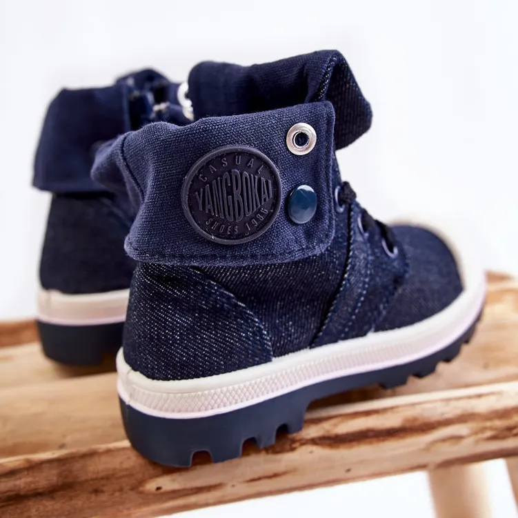 FB3 Children's High-top Sneakers, Navy Blue Tobby