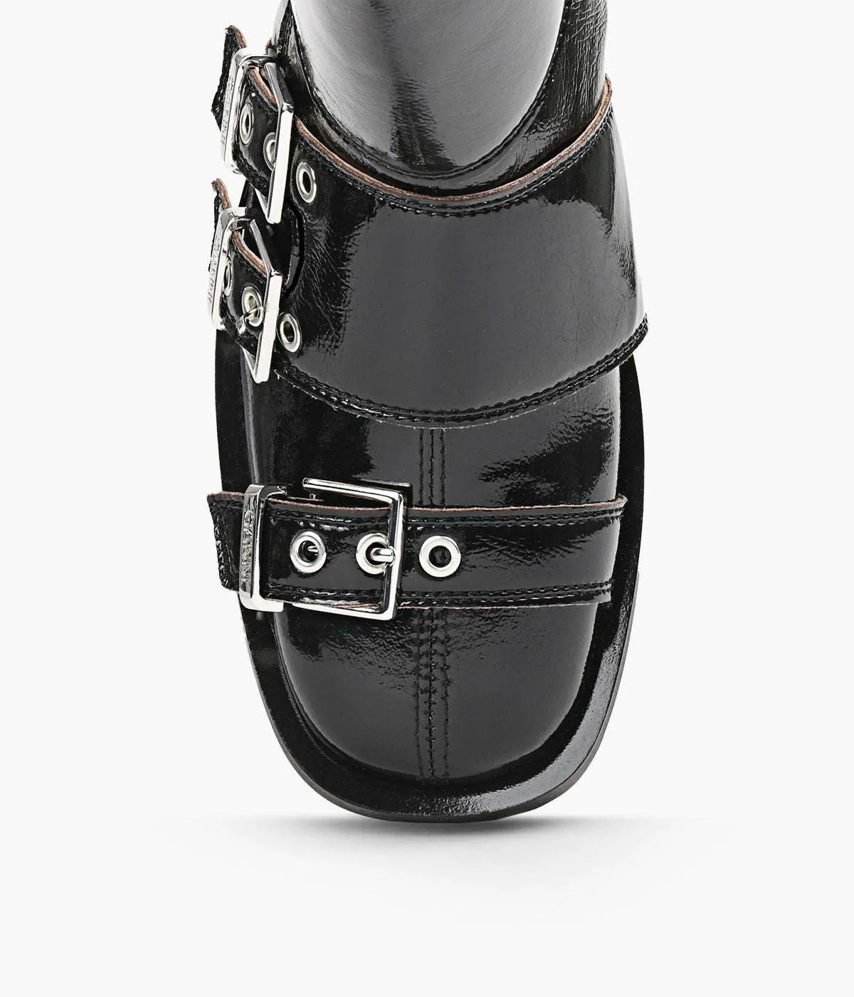 Feminine Buckle Naplack Boot - Black
