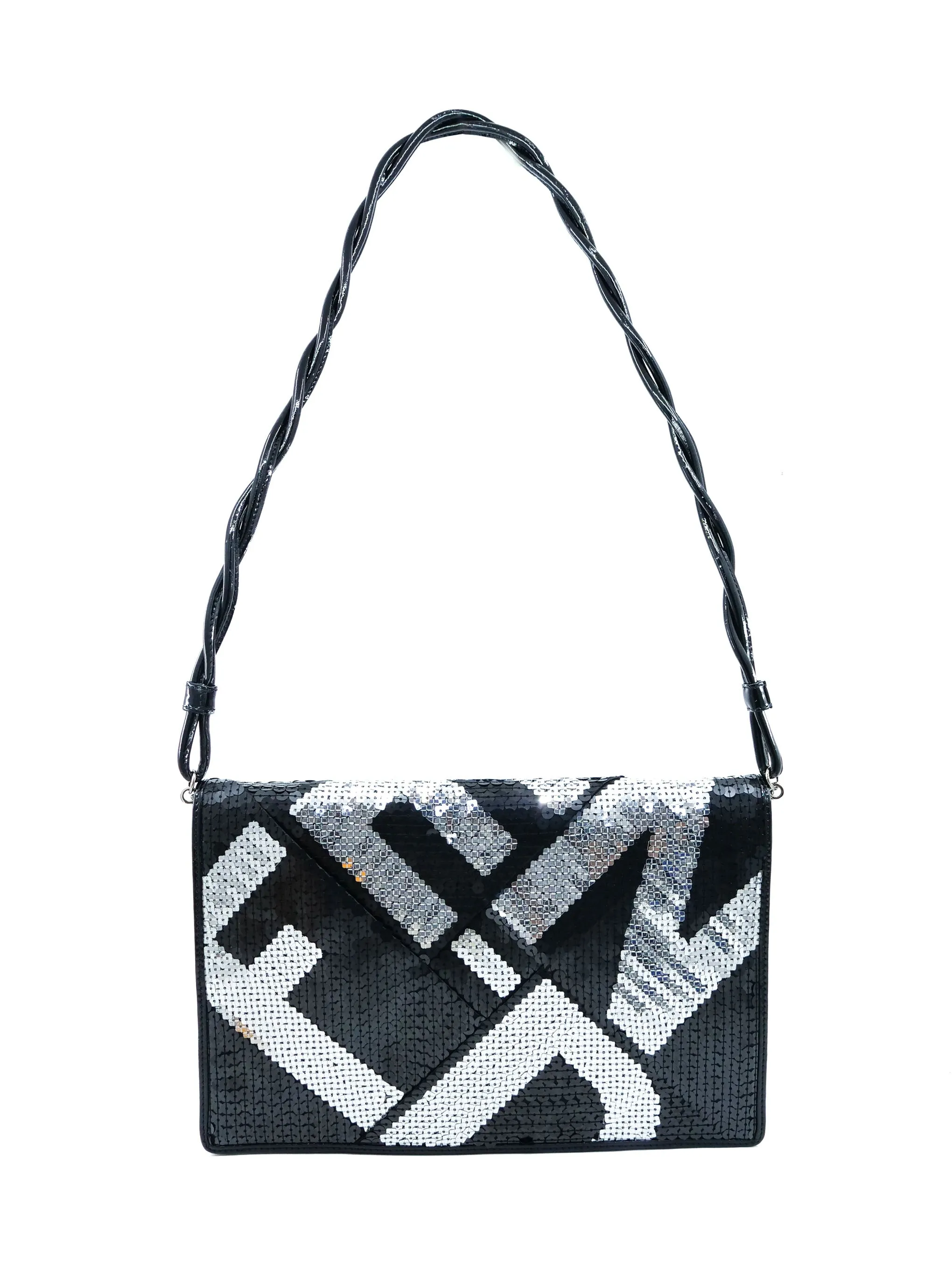 Fendi Sequin Logo Crossword Clutch