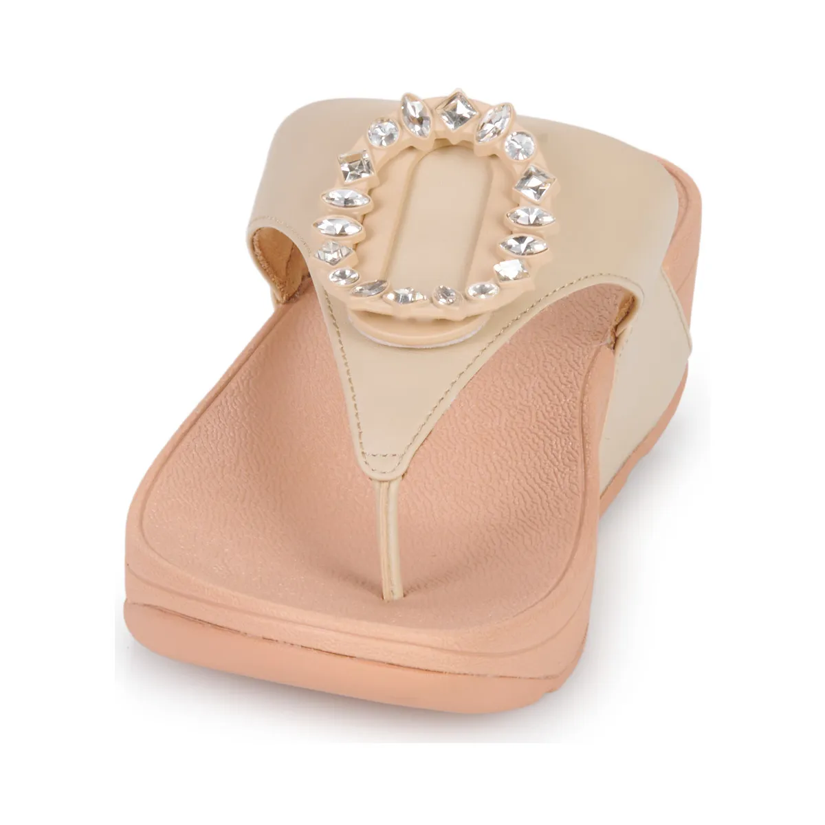 FitFlop LULU CRYSTAL-CIRCLET LEATHER TOE-POST SANDALS