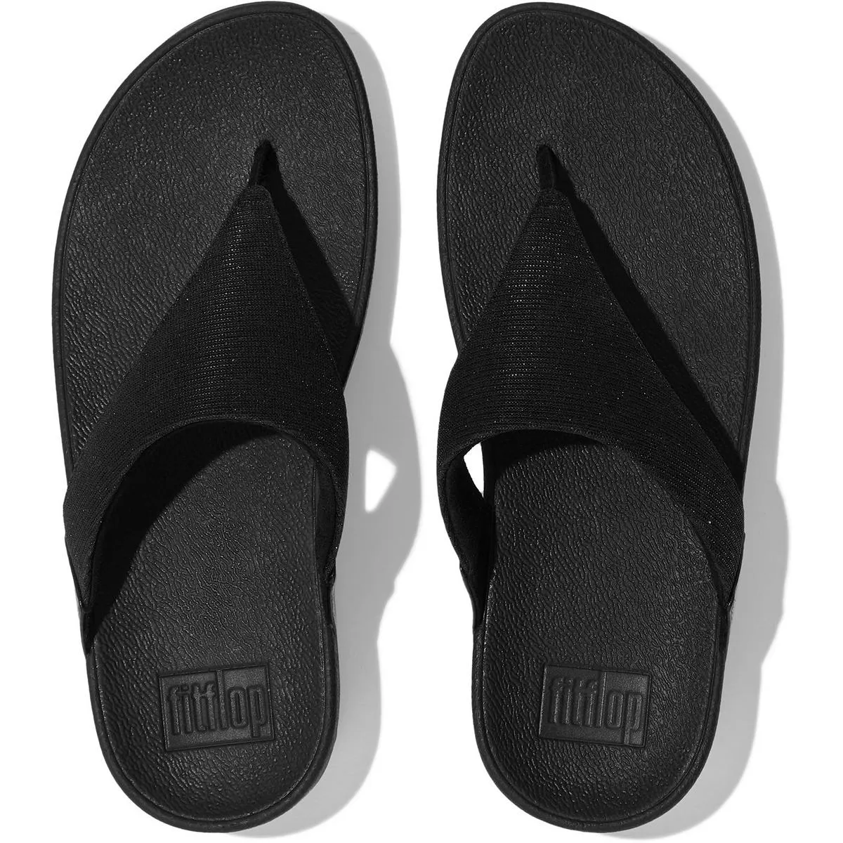 Fitflop Lulu Shimmerlux Toe Post Sandals All Black