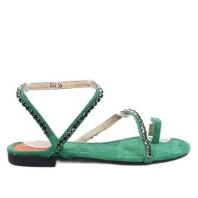 Flip-flop sandals with Ayless Green zircons