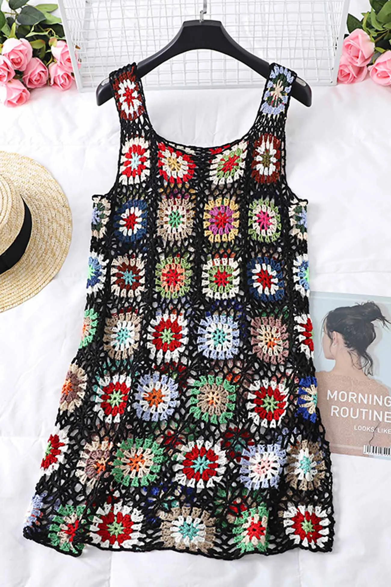 Floral Crochet Tank Dress