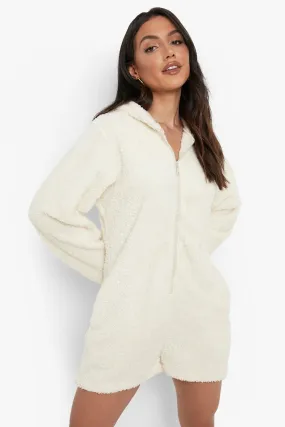 Fluffy Hooded Romper