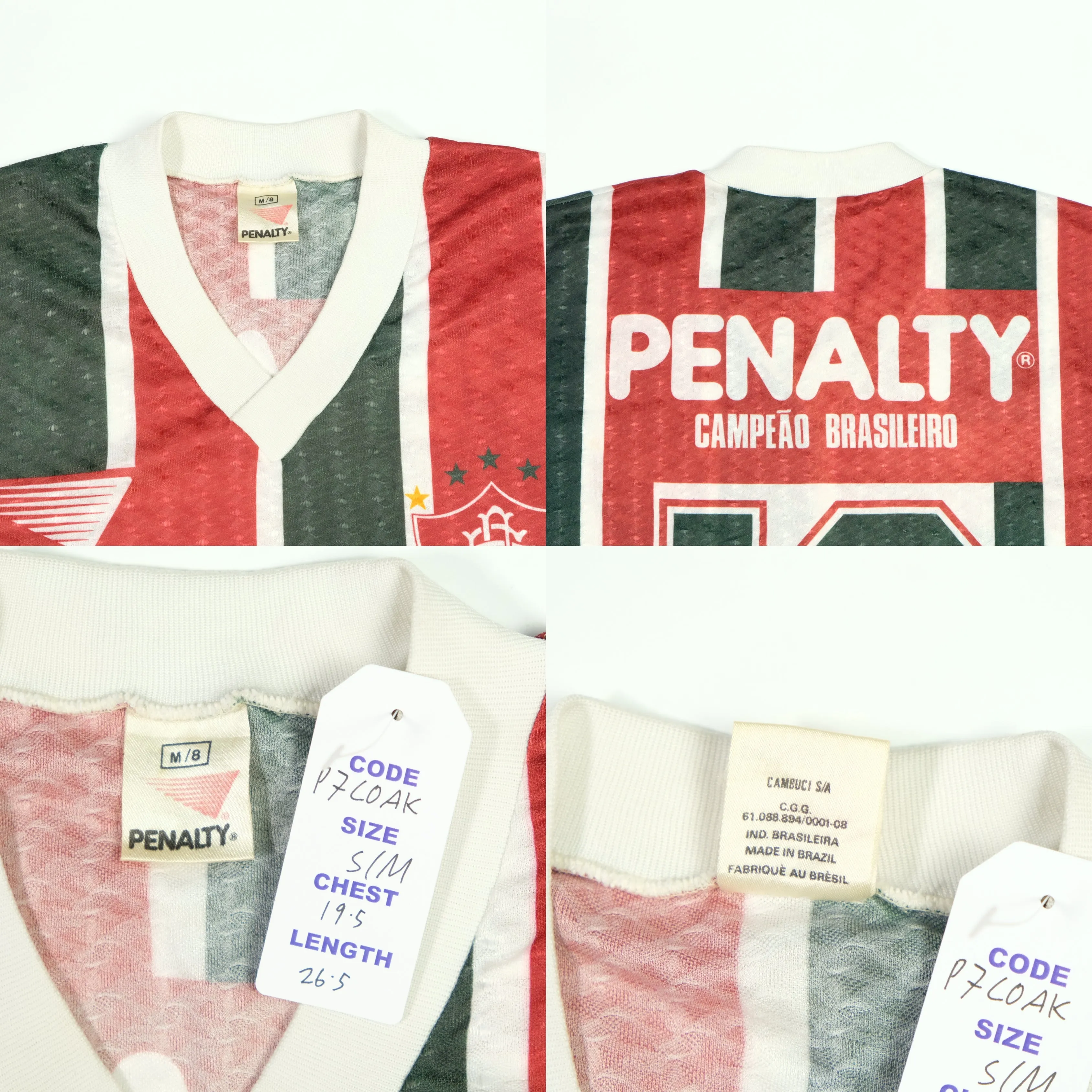 Fluminense Brazil Home Football Shirt 1993/1994 Penalty Small/Medium