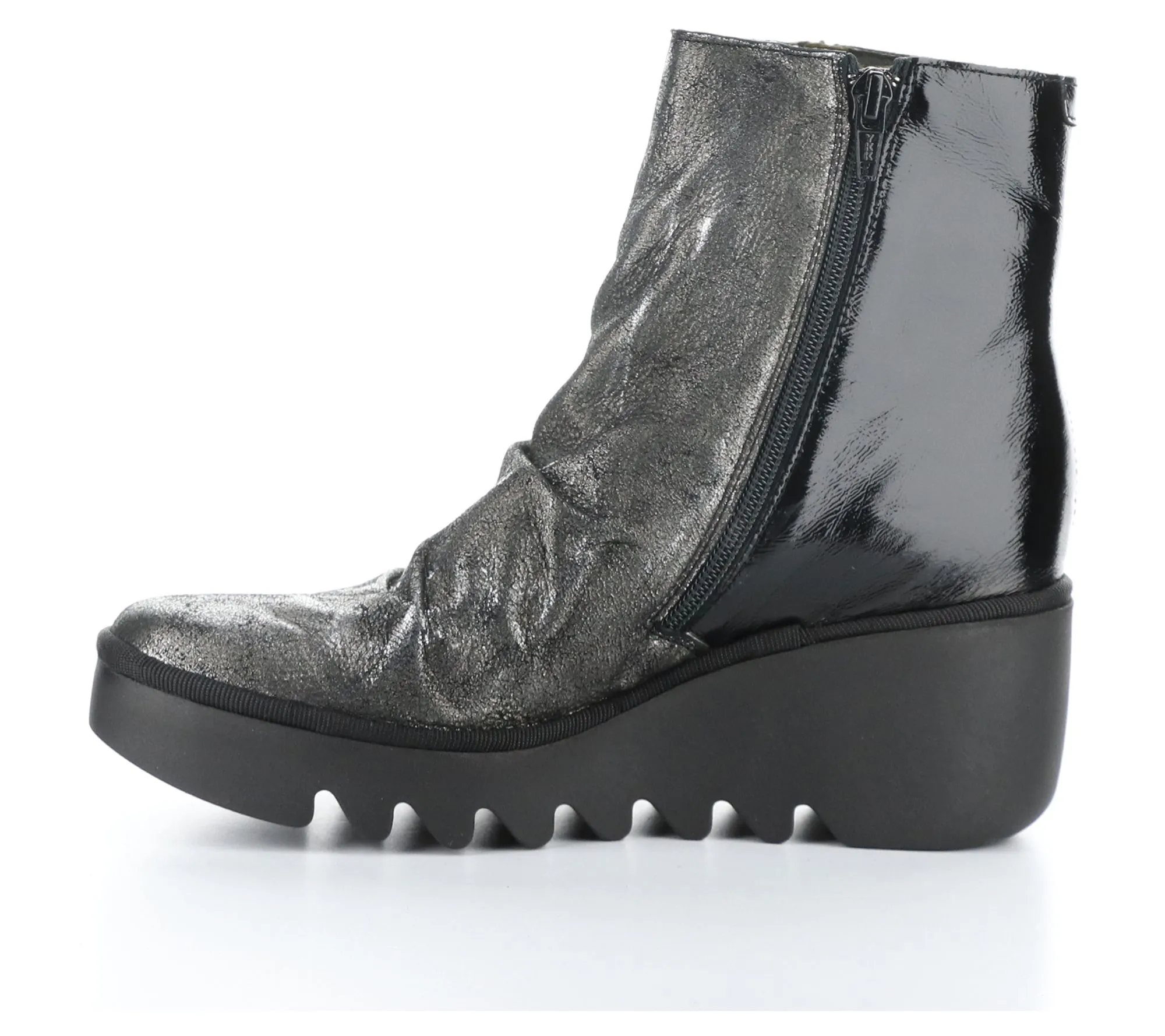 Fly London Metallic Leather Wedge Boot- Baan