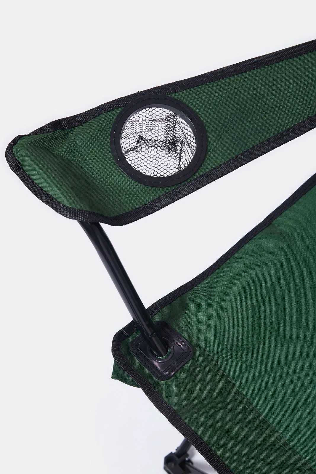 Foldable Green Camping Chair With Cup Holder Arm