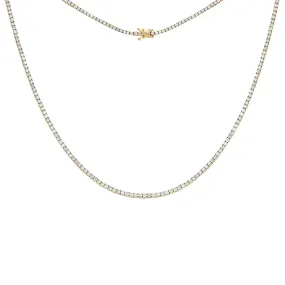 Four Prong Tennis Necklace | 5 Carat Diamond | 14K Gold