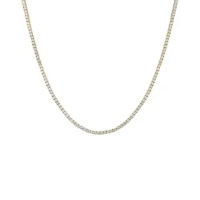 Four Prong Tennis Necklace | 7 Carat Diamonds | 14K Gold Plated