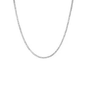 Four Prong Tennis Necklace | 7 Carat Diamonds | 14K White Gold