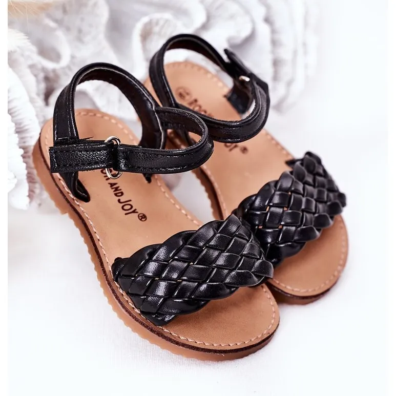 FR1 Children's Sandals With Braided Black Bailly