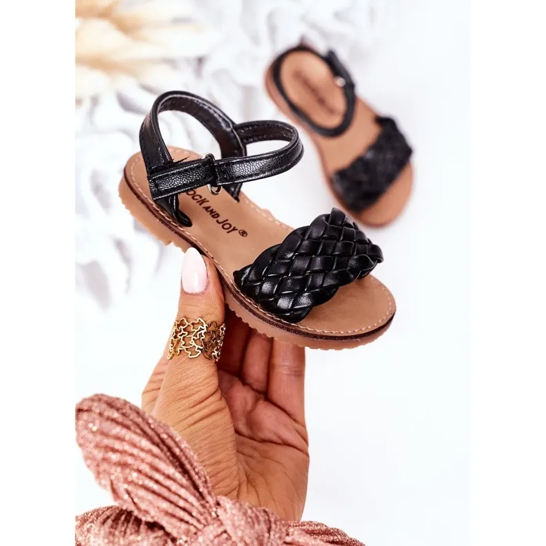 FR1 Children's Sandals With Braided Black Bailly