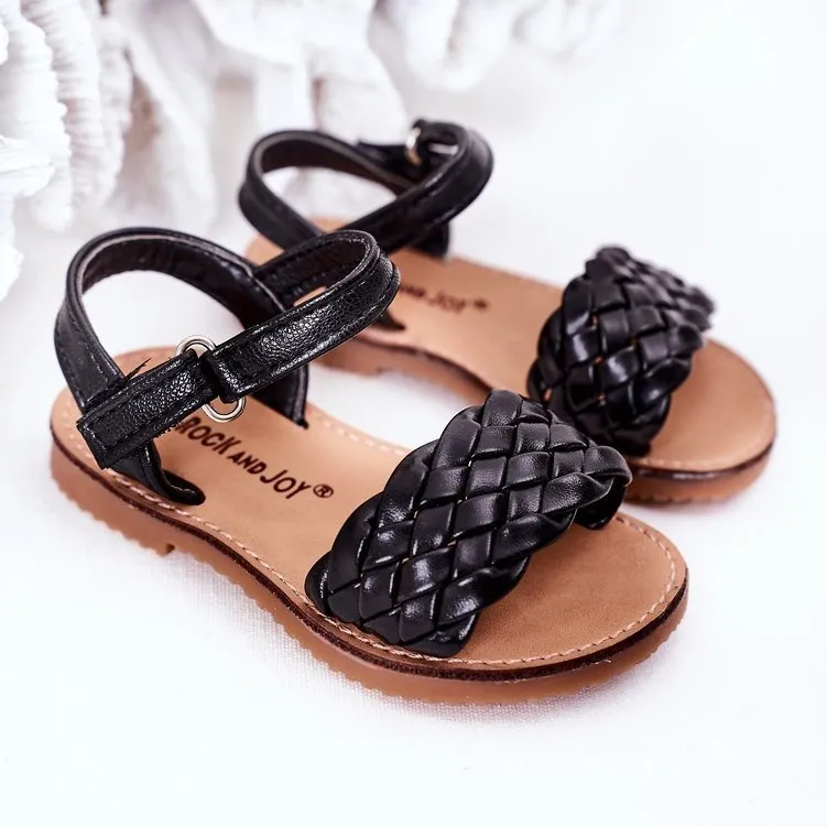 FR1 Children's Sandals With Braided Black Bailly