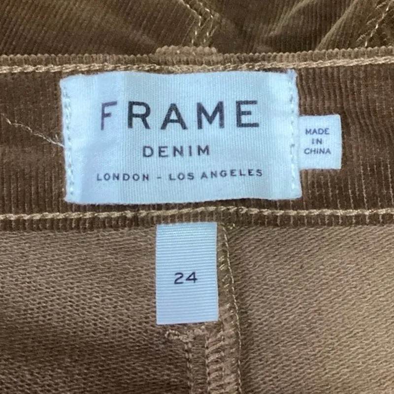 Frame Brown Corduroy Mid Rise Ankle Casual Le High Straight Leg Pants Size 24