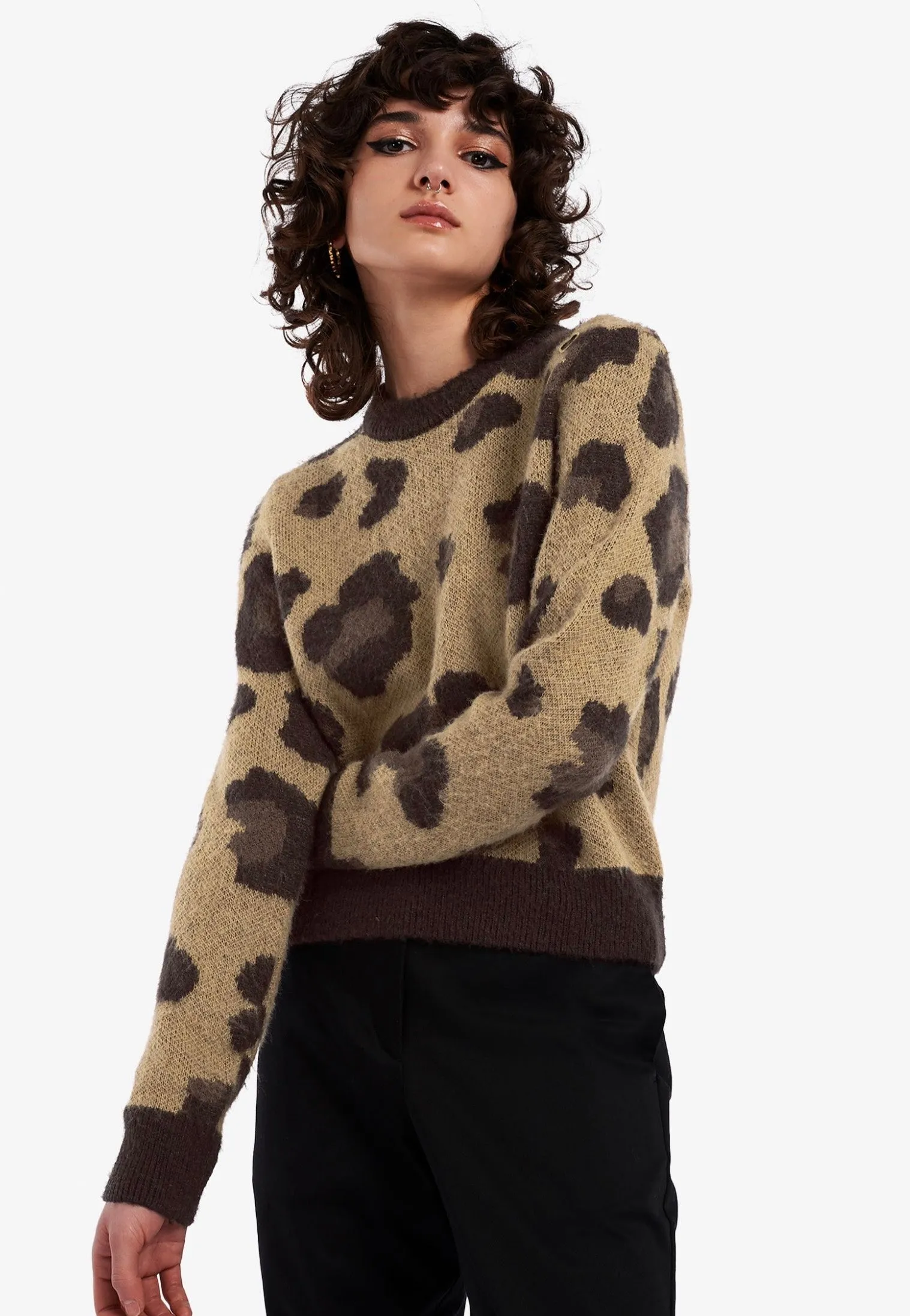 Fred Perry x Amy Winehouse - Leopard Jumper Tonal Leopard - Pullover