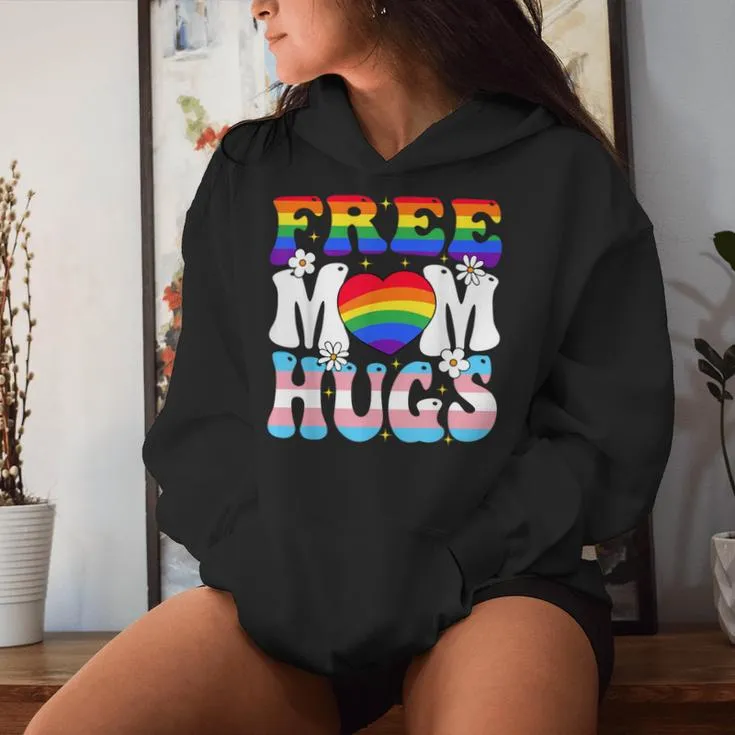 Free Mom Hug Transgender Lesbian Gay Lgbt Pride Rainbow Flag Women Hoodie