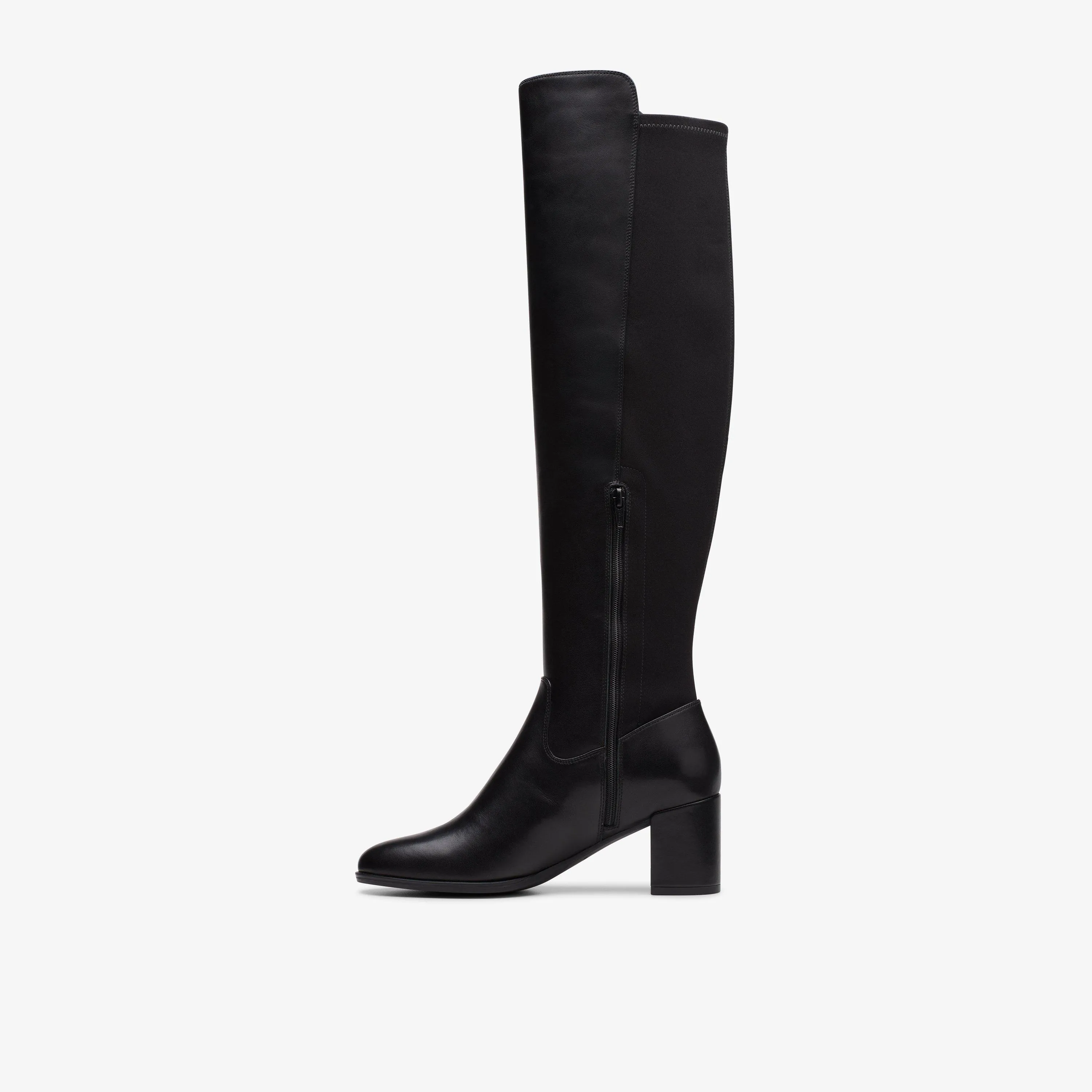 Freva 55 Stretch Knee High Boot Black Leather