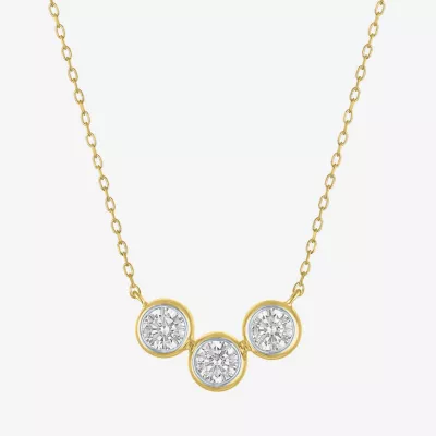 (G-H / Si2-I1) Womens 1 CT. T.W. Lab Grown White Diamond 10K Gold Round Pendant Necklace