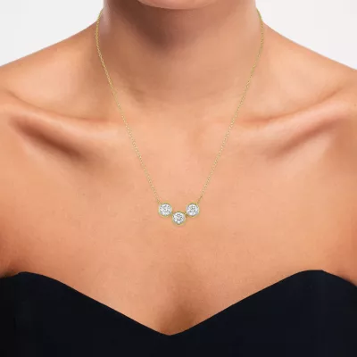(G-H / Si2-I1) Womens 1 CT. T.W. Lab Grown White Diamond 10K Gold Round Pendant Necklace