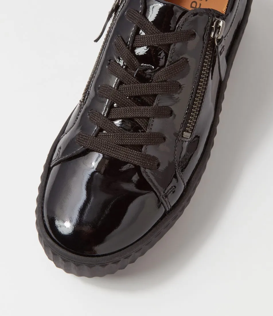 GABOR Carmelia Schwarz Patent Leather Sneakers