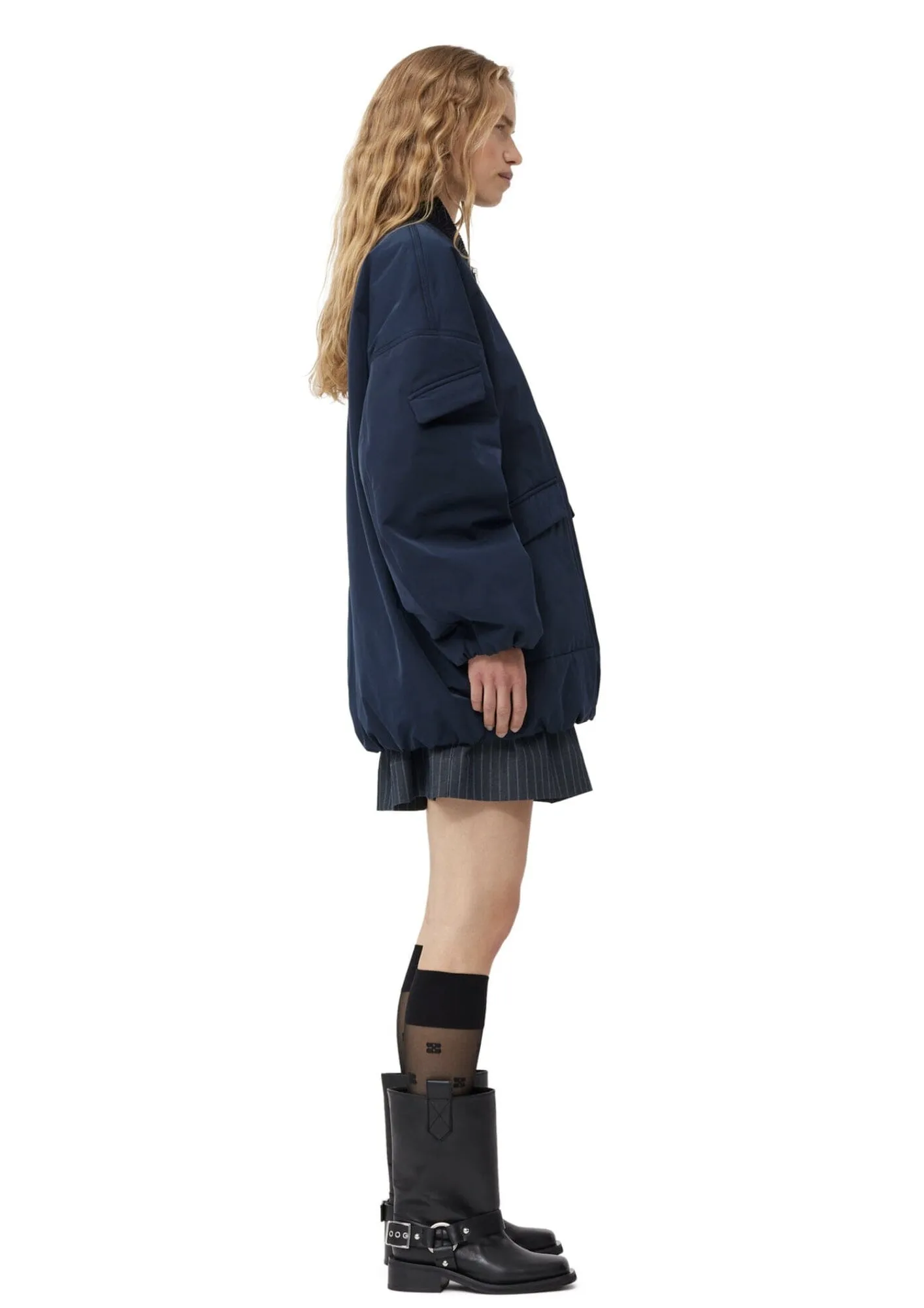 GANNI   Biker Tubular Mid Shaft Boot / Black