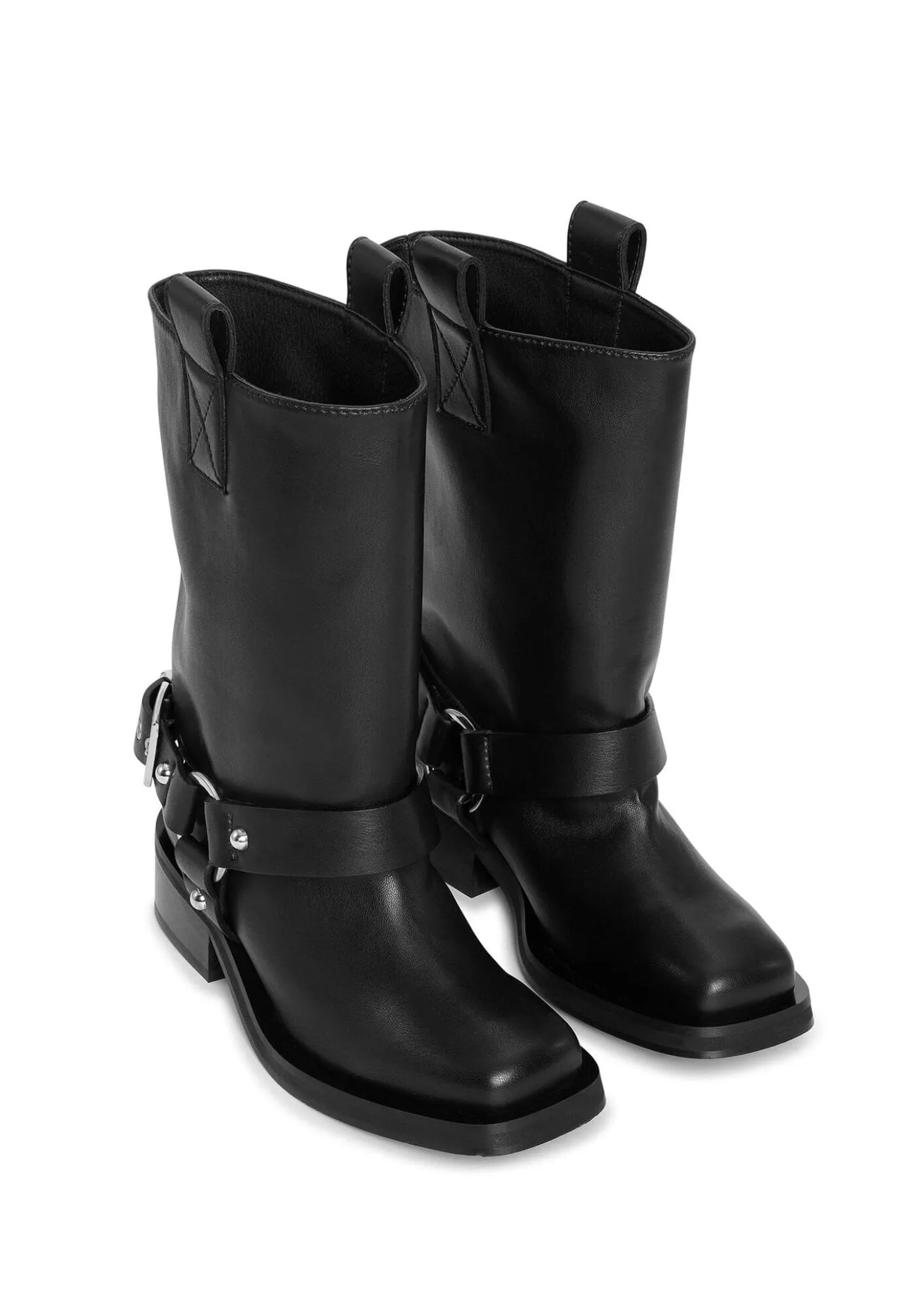 GANNI   Biker Tubular Mid Shaft Boot / Black