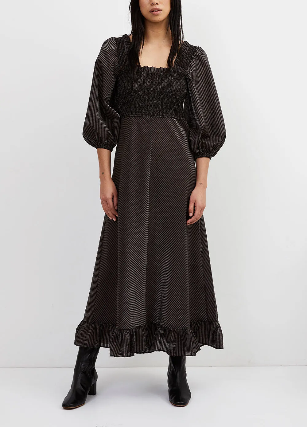 Ganni -  Seersucker Check Dress - Dress